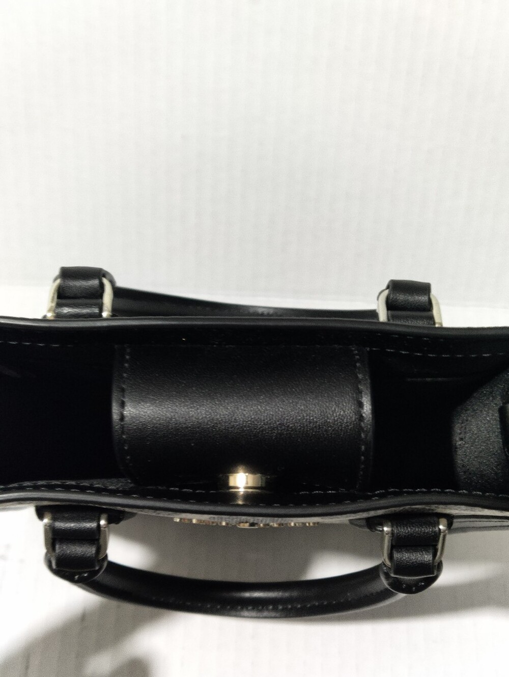 Kate Spade Spade Flower Jacquard Mini Tote Crossbody Bag Black Cream - Picture 8 of 14